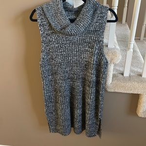 Long turtle neck sleeveless sweater